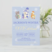 Winter ONEderland Birthday Invitation Kaart (Staand voorkant)