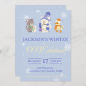 Winter ONEderland Birthday Invitation Kaart (Voorkant / Achterkant)