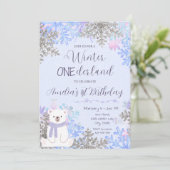 Winter Onederland Birthday Invitation Kaart (Staand voorkant)