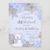 Winter Onederland Birthday Invitation Kaart (Voorkant / Achterkant)