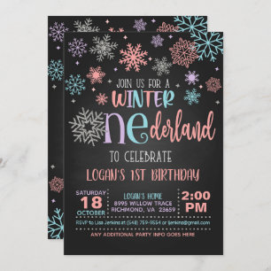 Winter ONEderland Birthday Invitation - PPB - Blk Kaart