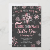 Winter ONEderland Birthday Invitation roze Silver Kaart (Voorkant)