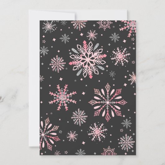 Winter ONEderland Birthday Invitation roze Silver Kaart (Achterkant)