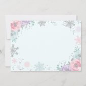 Winter ONEderland Birthday Invitation roze Silver Kaart (Achterkant)