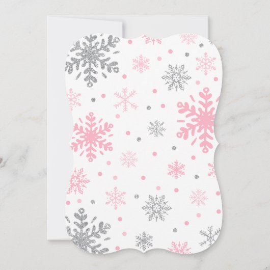 Winter ONEderland Birthday Invitation roze Silver Kaart (Achterkant)