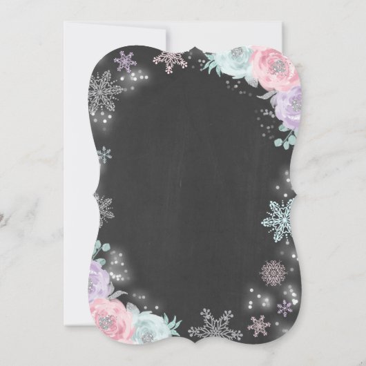 Winter ONEderland Birthday Invitation roze Silver Kaart (Achterkant)