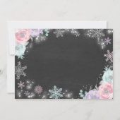 Winter ONEderland Birthday Invitation roze Silver Kaart (Achterkant)