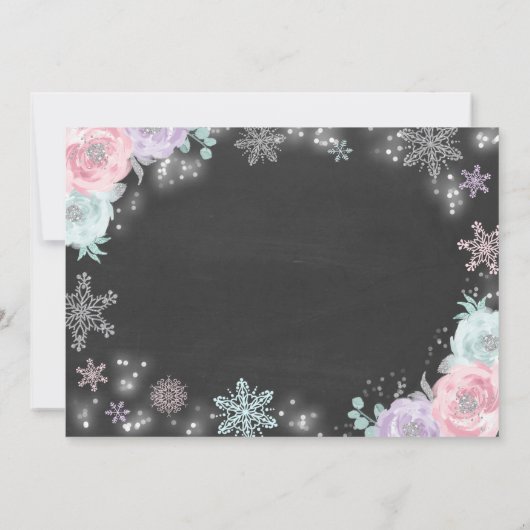 Winter ONEderland Birthday Invitation roze Silver Kaart (Achterkant)