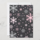 Winter ONEderland Birthday Invitation roze Silver Kaart (Achterkant)