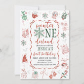 Winter ONEderland Birthday Invite Kaart (Voorkant)