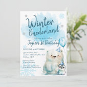 Winter Onederland Birthday Kaart (Staand voorkant)