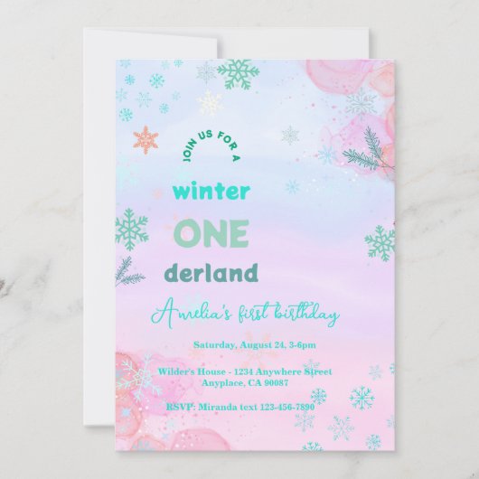Winter Onederland Birthday Kaart (Voorkant)