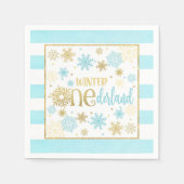 Winter ONEderland Birthday Napkin - Boy-BG Servet (Voorkant)