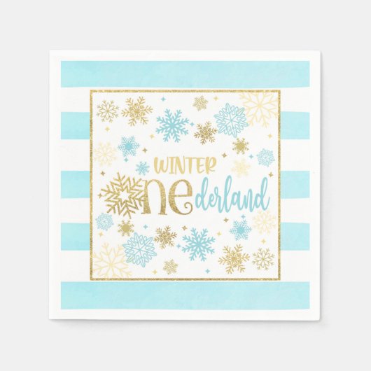 Winter ONEderland Birthday Napkin - Boy-BG Servet (Voorkant)