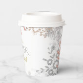 Winter Onederland Birthday Pink Gold Snowflake Papieren Bekers (Achterkant)