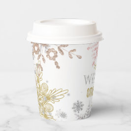 Winter Onederland Birthday Pink Gold Snowflake Papieren Bekers