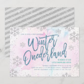 Winter ONEderland Birthday Silver Blue Glitter Kaart (Voorkant / Achterkant)