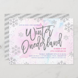 Winter ONEderland Birthday Silver Glitter Kaart