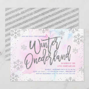 Winter ONEderland Birthday Silver Glitter Kaart