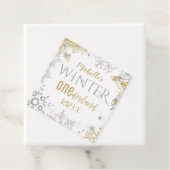 Winter Onederland Birthday Silver Gold Snowflake Bedankjes Labels (In situ)