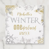 Winter Onederland Birthday Silver Gold Snowflake Bedankjes Labels (Voorkant)