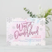 Winter ONEderland Birthday Silver Magenta Glitter Kaart (Staand voorkant)