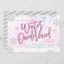 Winter ONEderland Birthday Silver Magenta Glitter
