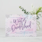 Winter ONEderland Birthday Silver Paars Pink Kaart (Staand voorkant)
