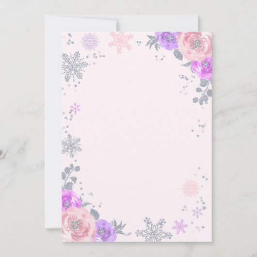 Winter ONEderland Birthday Silver Pink Snowflake Kaart (Achterkant)