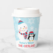 Winter ONEderland Birthday Snowman Papieren Bekers (Achterkant)