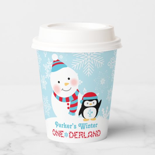 Winter ONEderland Birthday Snowman Papieren Bekers (Voorkant)