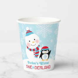 Winter ONEderland Birthday Snowman Papieren Bekers