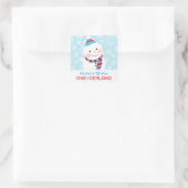 Winter ONEderland Birthday Snowman Vierkante Sticker (Tas)