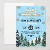 Winter Onederland Birthday Uitnodiging (Voorkant / Achterkant)