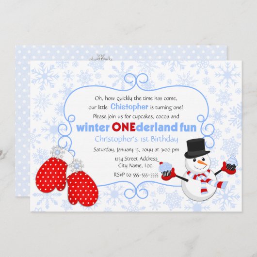 Winter ONEderland Birthday Uitnodiging (Voorkant / Achterkant)