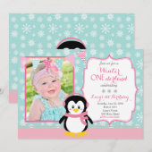 Winter ONEderland Birthday Uitnodiging (Voorkant / Achterkant)