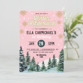 Winter Onederland Birthday Uitnodiging (Staand voorkant)