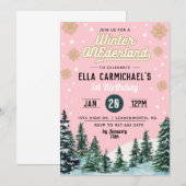 Winter Onederland Birthday Uitnodiging (Voorkant / Achterkant)