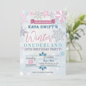 Winter Onederland Birthday Uitnodiging (Staand voorkant)