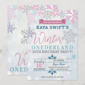 Winter Onederland Birthday Uitnodiging (Voorkant / Achterkant)