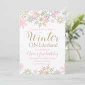 Winter ONEderland Birthday Uitnodiging (Staand voorkant)