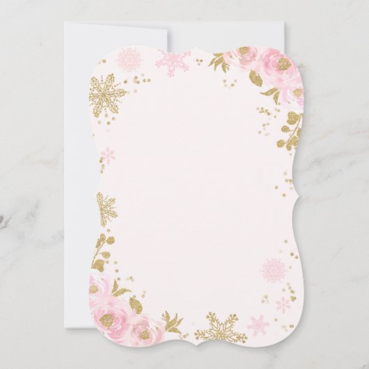 Winter ONEderland Birthday Uitnodiging roze goud (Achterkant)