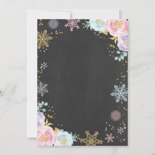 Winter ONEderland Birthday Uitnodiging roze goud (Achterkant)