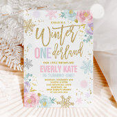 Winter ONEderland Birthday Uitnodiging roze goud