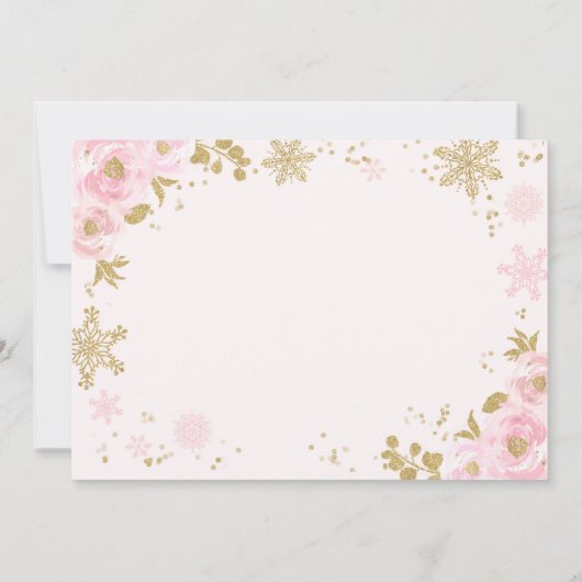 Winter ONEderland Birthday Uitnodiging roze goud (Achterkant)