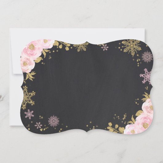 Winter ONEderland Birthday Uitnodiging roze goud (Achterkant)