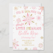 Winter ONEderland Birthday Uitnodiging roze goud (Voorkant)