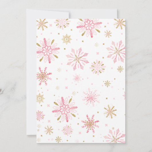 Winter ONEderland Birthday Uitnodiging roze goud (Achterkant)