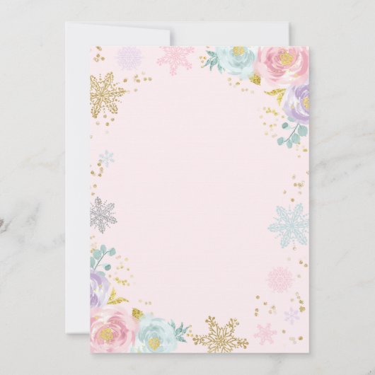 Winter ONEderland Birthday Uitnodiging roze goud (Achterkant)