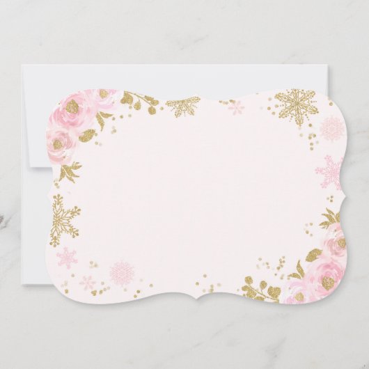 Winter ONEderland Birthday Uitnodiging roze goud (Achterkant)